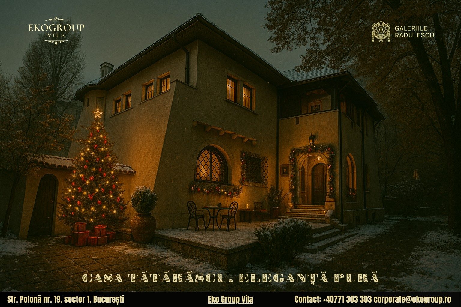 Poveste de Craciun în atmosfera anilor ’30: magia sărbătorilor la fosta Casă Tătărăscu, azi Eko Group Vila