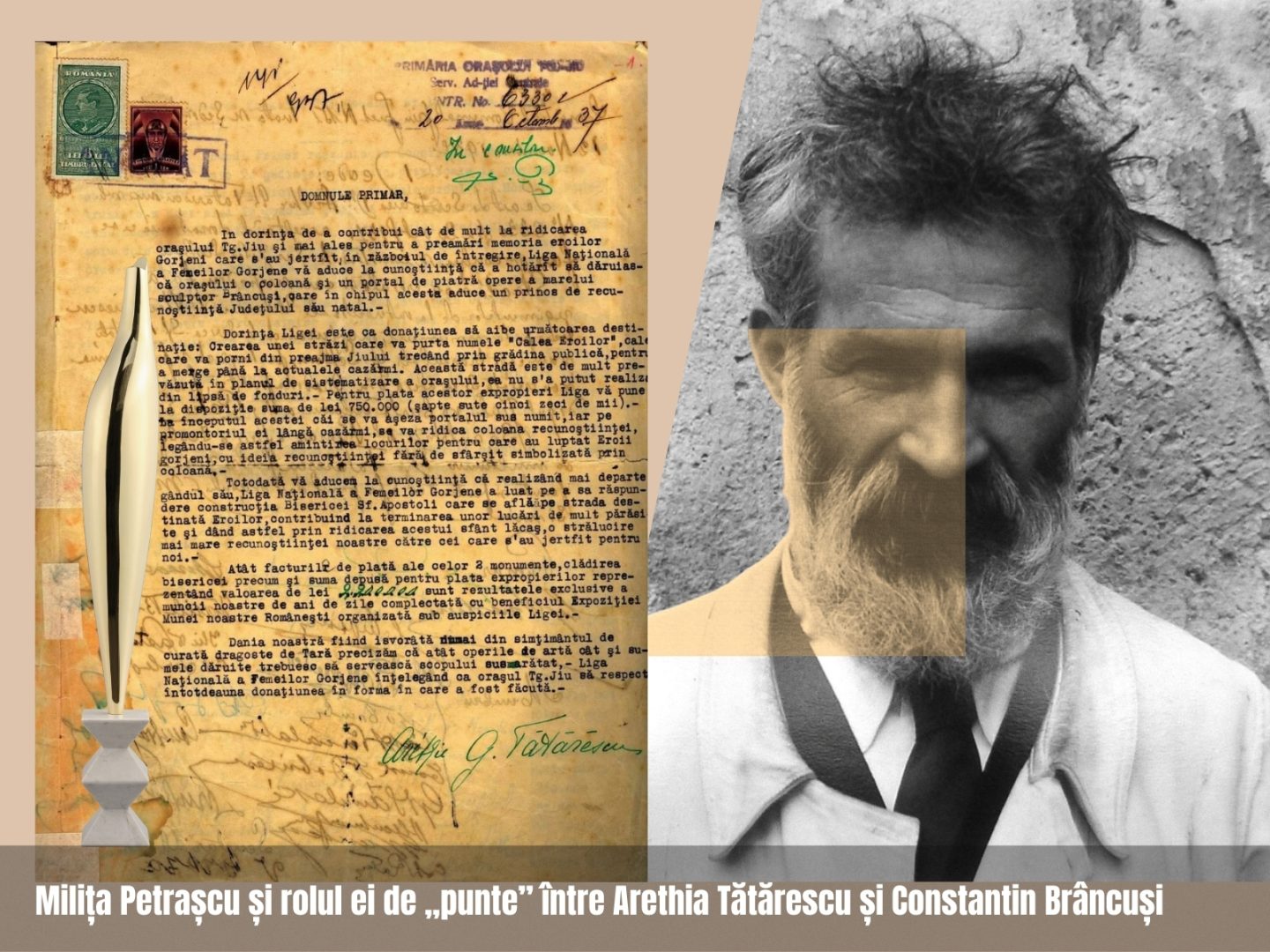 Milița Petrașcu și rolul ei de „punte” între Arethia Tătărescu și Constantin Brâncuși